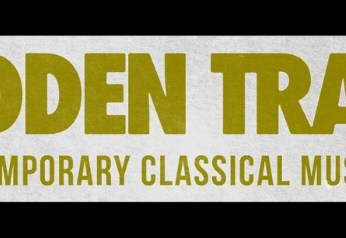 The Hidden Track logo, with the words 'HIDDEN TRACK' in a an olive green on a grey background. Underneath are the words 'A CONTEMPORARY CLASSICAL MUSIC NIGHT'.