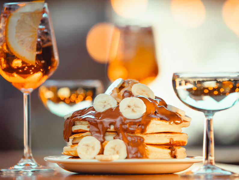 Toffee and banana pancakes.