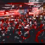 Disco ball above people dancing at Panke Social 