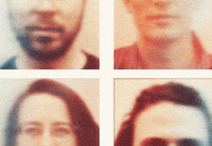 Blurry headshots of four people.