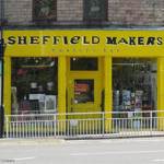 The bright yellow exterior of Sheffield Makers Hunters Bar.