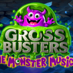 A cartoon illustration of a happy looking purple monster.