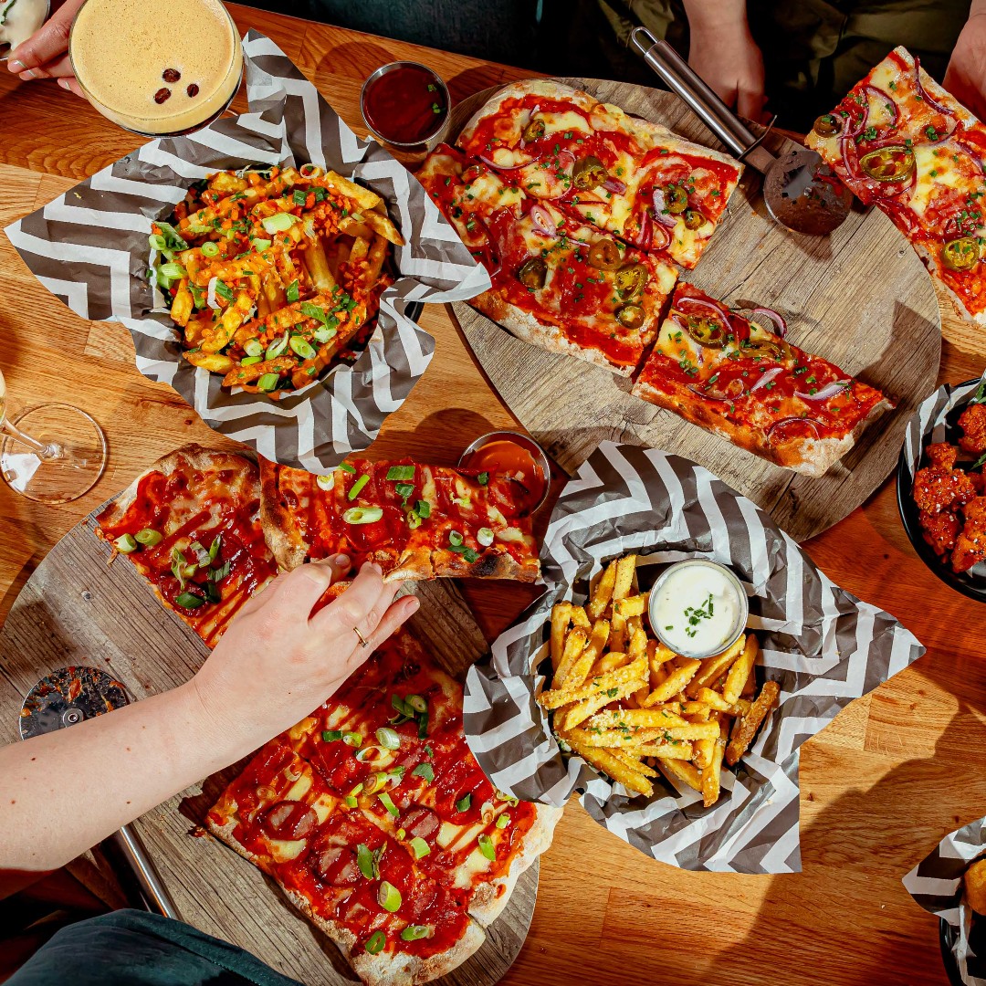 Pizza at the Roxy Ball Room.