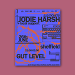 Poster for the event, listing the details, overlaid on images of a retro computer keyboard and various lines and shapes.