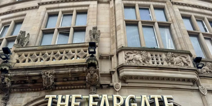 Shot of The Fargate's sign above the entrance.