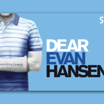 Promo image for the event, with a person with their arm in a cast, The image crops their head off. Written on the cast are the words '#you will be found'.  Next to the person the words 'Dear Evan Hansen' are overlaid on the image.