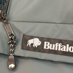Logo details on a Buffalo Systems jacket.
