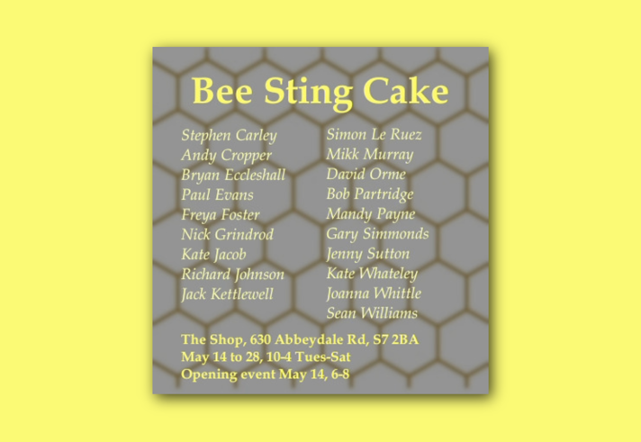 Poster for the event, listing the details of a hexagonal pattern reminiscent of honeycomb.