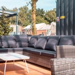 Outdoor seating at Decks.