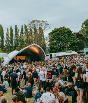 Crowds stood watching the Library stage at Tramlines 