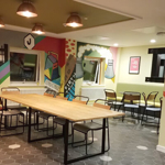 Jonas Court – communal area with seating and open space for residents.