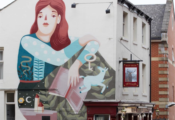 The exterior of The Red Deer.
