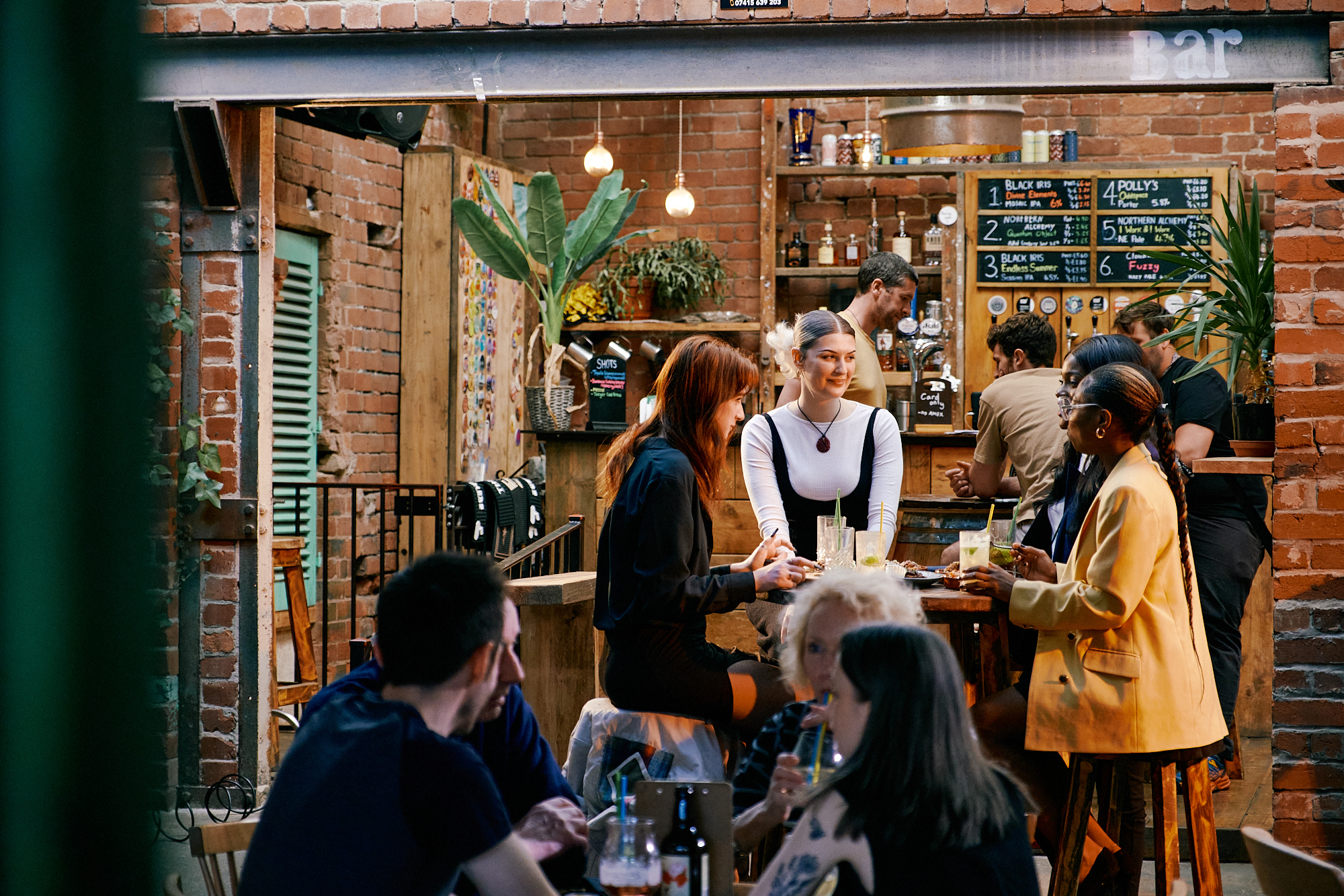 People eating in a restaurant in Kelham Island, Sheffield.