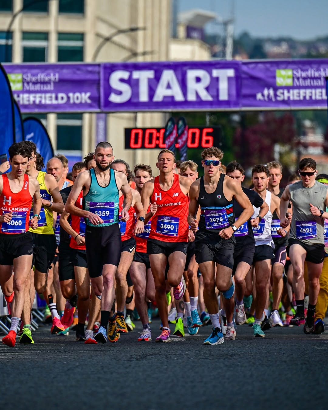Runners setting off from the start line at Sheffield 10k