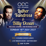 Promo poster for the event with pictures of Luther Vandross and Billy Ocean.