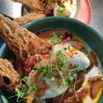 Poached eggs on toast.